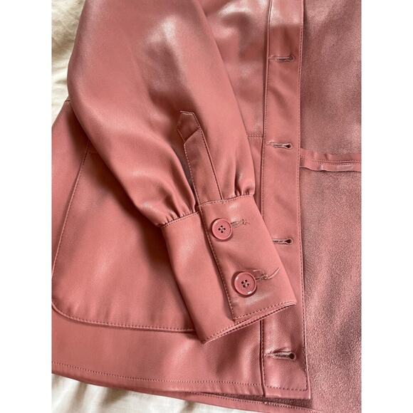 Marc New York Vegan Leather Jacket M Pink Butter Soft Button Closure Vintage - Picture 5 of 7